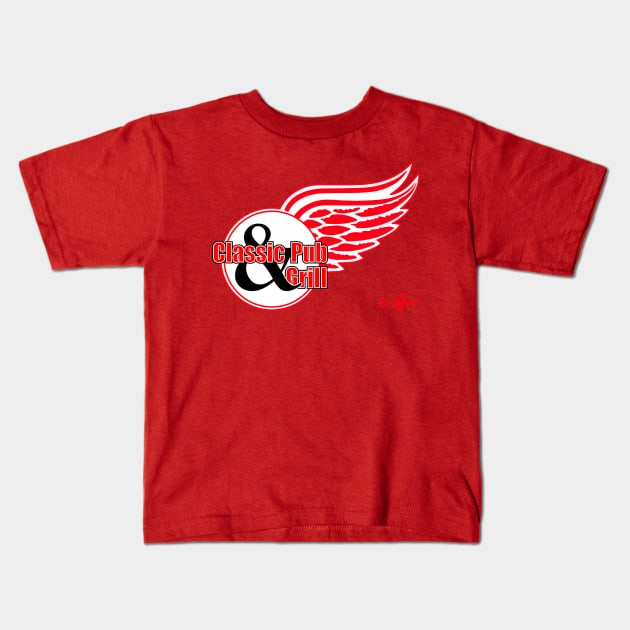 Classic_Pub_Red_Wings_001 Kids T-Shirt by XLR8EDmedia